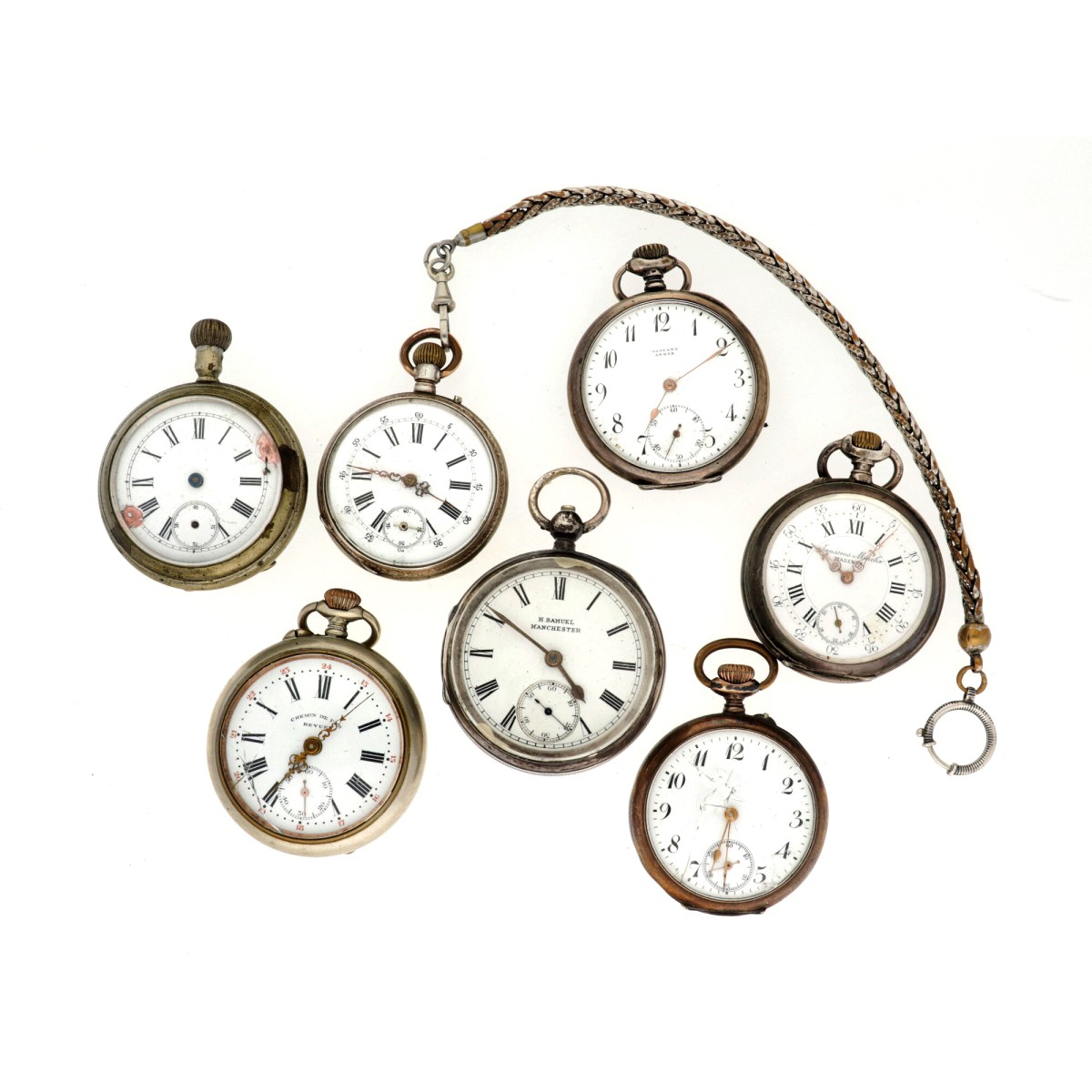 No Reserve - Lot stalen en zilveren zakhorloges.
