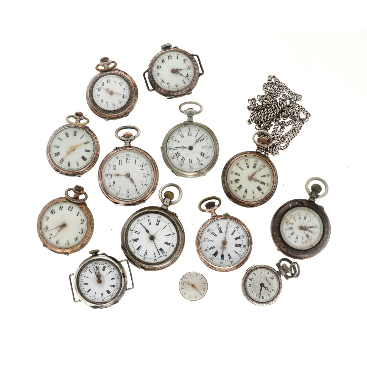 No Reserve - Lot stalen en zilveren dameszakhorloges.