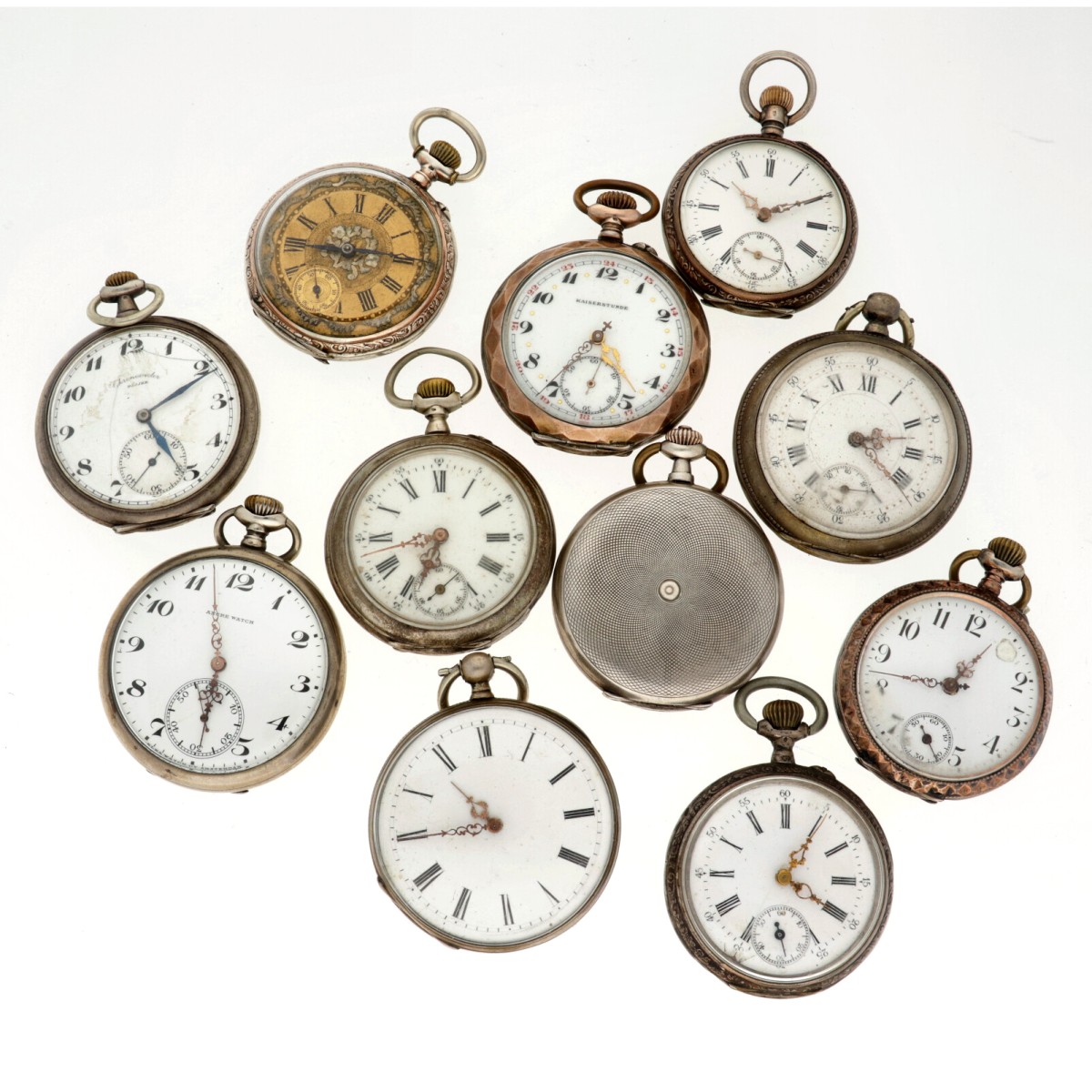 No Reserve - Lot stalen en zilveren zakhorloges.