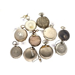 No Reserve - Lot stalen en zilveren zakhorloges.