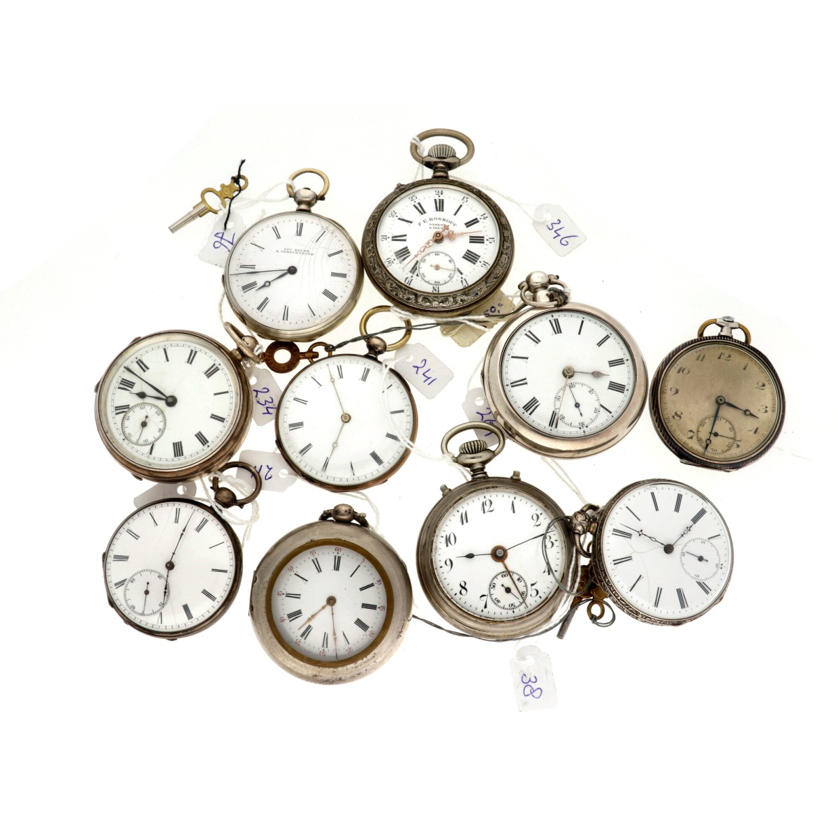 No Reserve - Lot stalen en zilveren zakhorloges.