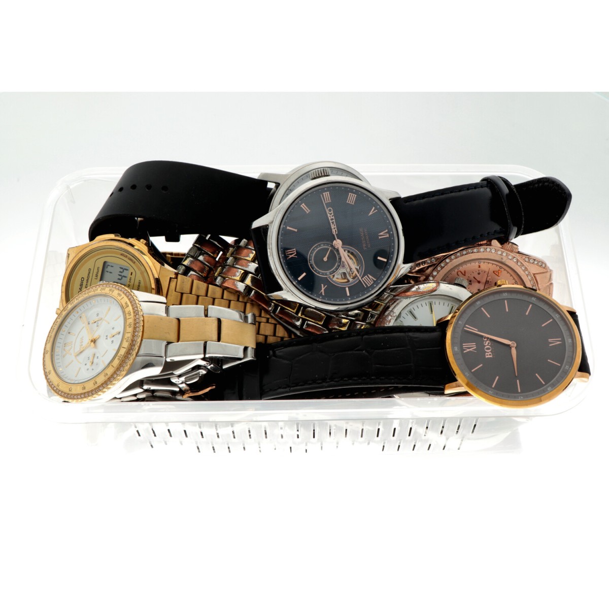 No Reserve - Lot polshorloges met o.a. Versace, Seiko Presage en Casio.