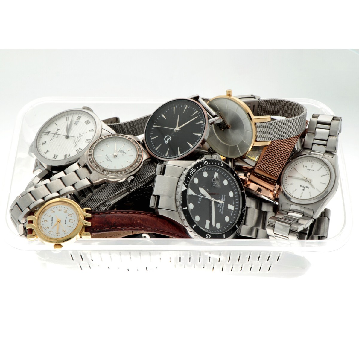 No Reserve - Lot polshorloges met o.a. Tissot, Casio en Fossil.
