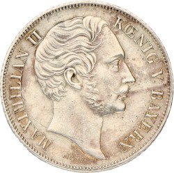 German states. Bavaria. Maximilian II. 1 Gulden. 1855. XF -