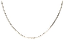 Platina collier bezet met diamant en synthetische smaragd.