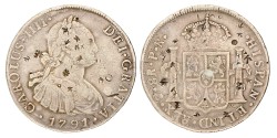 Bolivia. Spanish colony. Carlos IV. 8 reales - With Asian bankermarks. 1791 PR. VF +.