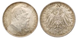 German states. Bavaria. Luitpold. 3 Mark - 90th birthday. 1911 D. MS 63+