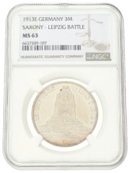 German states. Saxony. 3 Mark - 100th Anniversary of the Völkerschlacht. 1913 E. MS 63