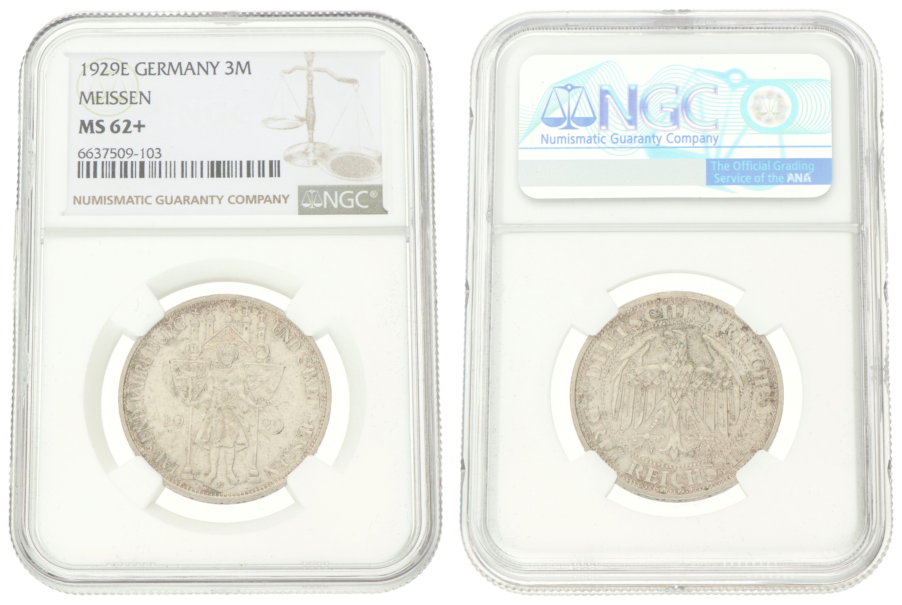 Germany. Weimar republic. 3 Mark - 1000th Anniversary of Meissen. 1929 E. MS 62+.