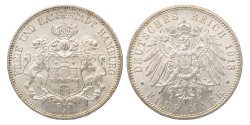 German states. Hamburg. 5 Mark. 1913 J. MS 63