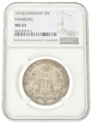 German states. Hamburg. 3 Mark. 1914 J. MS 63