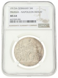 German states. Prussia. 3 Mark - Völkerschlacht centennial. 1913 A. MS 64