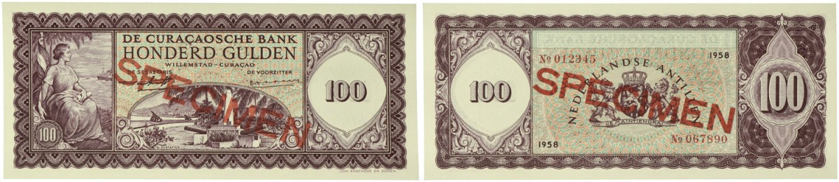 Curaçao. 100 Gulden. Banknote. Type 1958. - UNC.