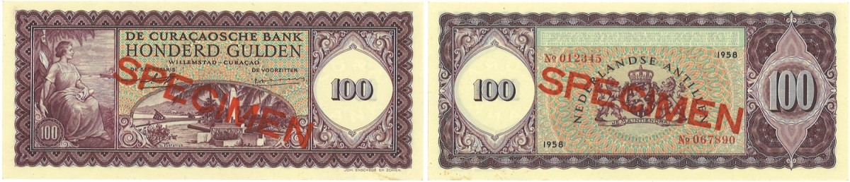 Curaçao. 100 Gulden. Banknote. Type 1958. - UNC.