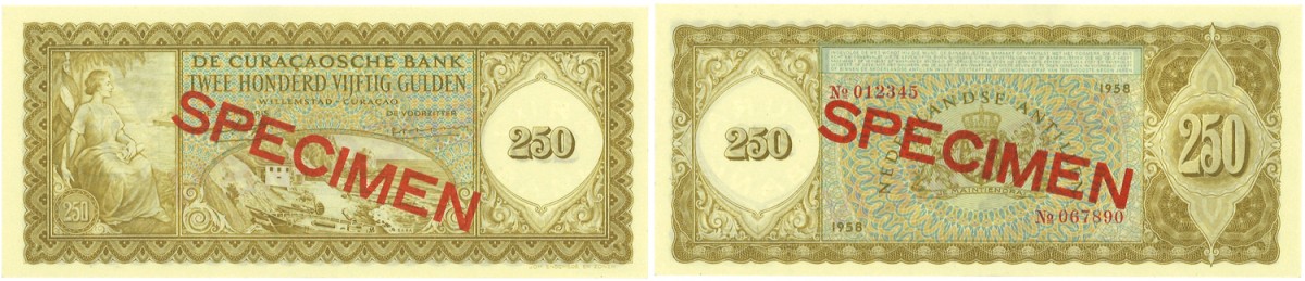 Curaçao. 250 Gulden. Banknote. Type 1958. - UNC.