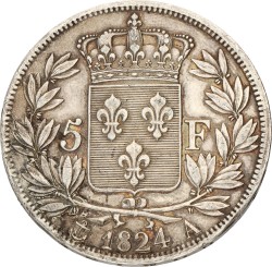 France. Second kingdom. Louis XVIII. 5 Francs. 1824 A. XF -.