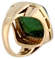 No Reserve - Art Deco-style BWG geelgouden ring bezet met tourmalijn van ca. 15.28 ct.