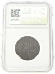 German East Africa. Wilhelm II. 20 Heller. 1916 T. AU 55 BN.