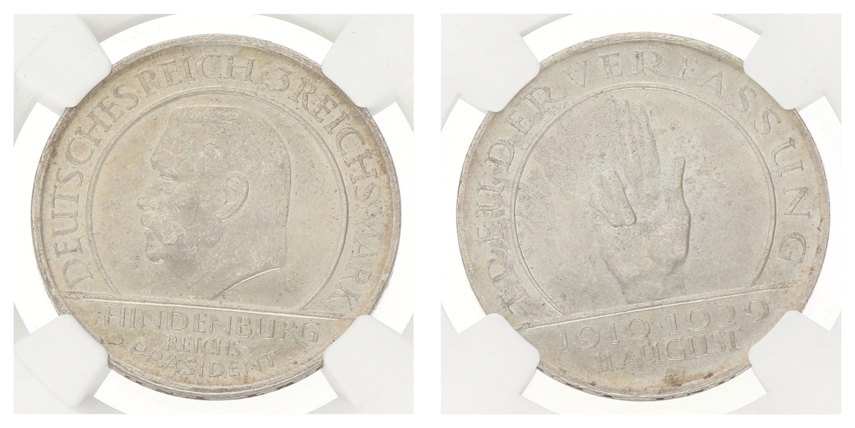 Germany. Weimar republic. 3 Mark - 10th Anniversary of the Weimar constitution. 1929A. MS 63