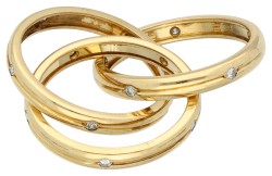 No Reserve - Cartier 18K geelgouden 'constellation trinity triple' ring bezet met ca. 0.30 ct. diamant.