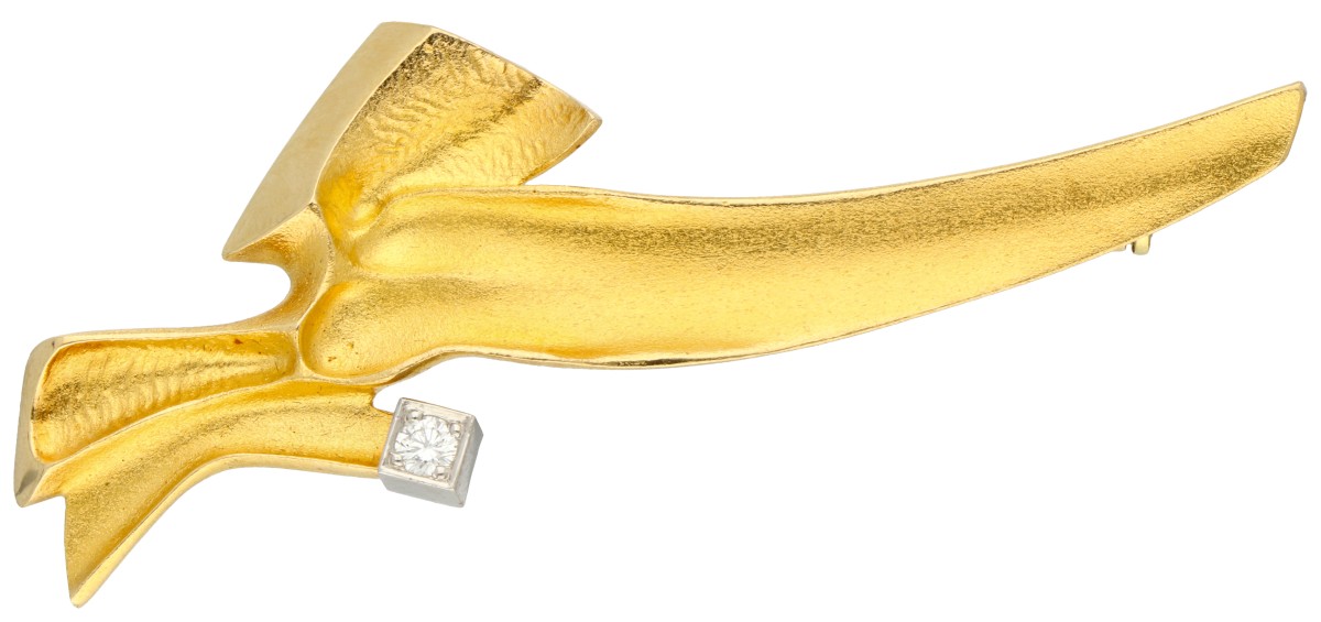 No Reserve - Lapponia 18k bicolor gouden broche bezet met diamant.