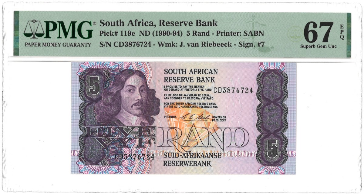South Africa. 5 Rand. Banknote. Type ND. - PMG 67EPQ