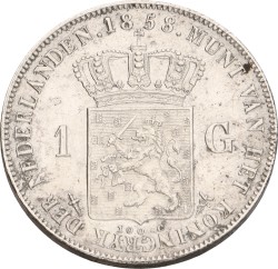 1 Gulden. Willem III. 1858. XF +