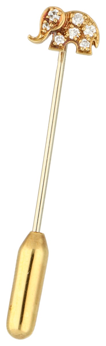 18K Bicolor gouden 'C'est Laudier' dasspeld met olifant en diamant