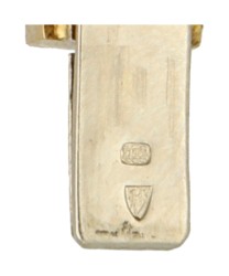 Retro 18K bicolor retro collier met kwastjes en diamant.