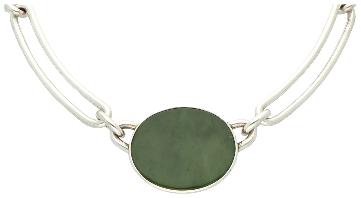 Sterling zilveren Niels Erik From collier met nefriet.