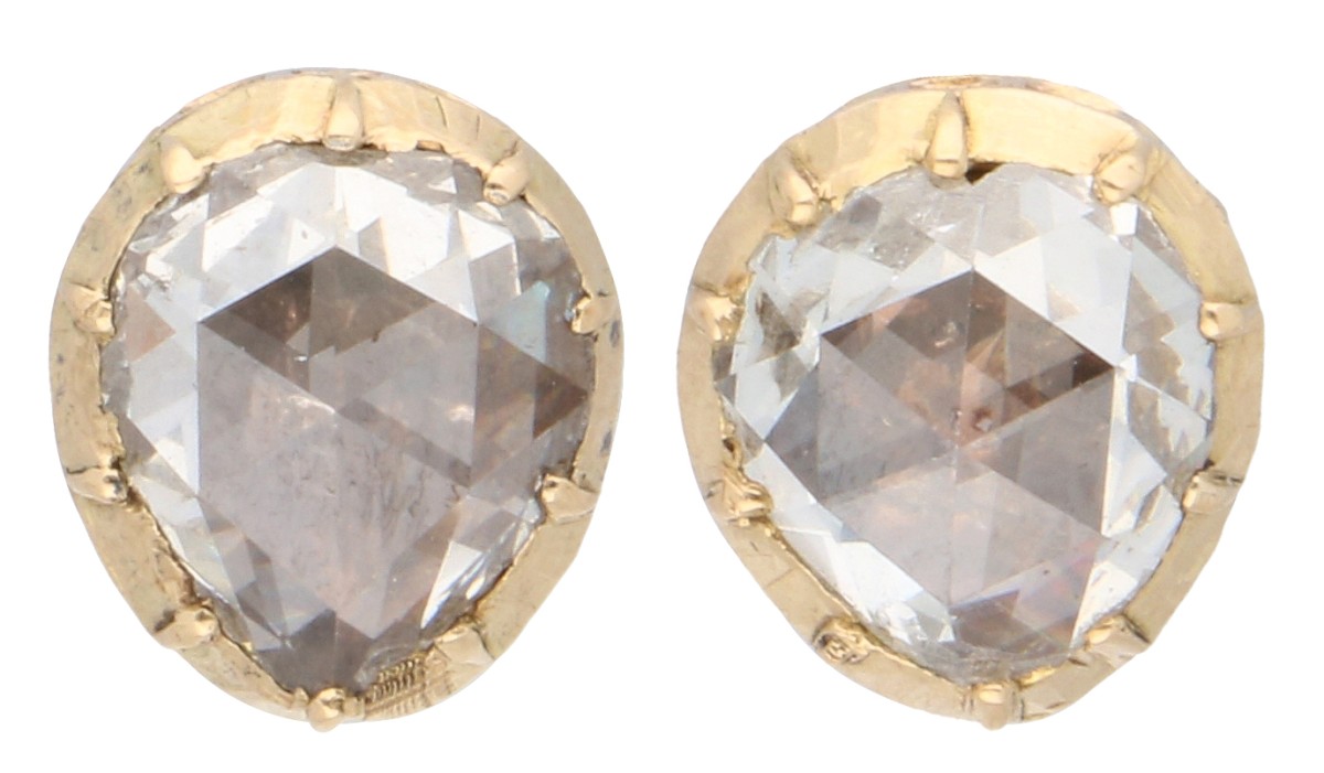 14K Geelgouden oorstekers met peer geslepen roos diamanten
