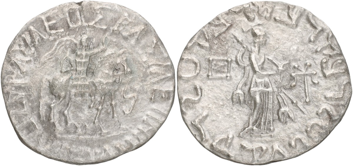 Indo-Scythian Kingdom. Azes I. Tetradrachm. ND (35 - 12 BC). VF.