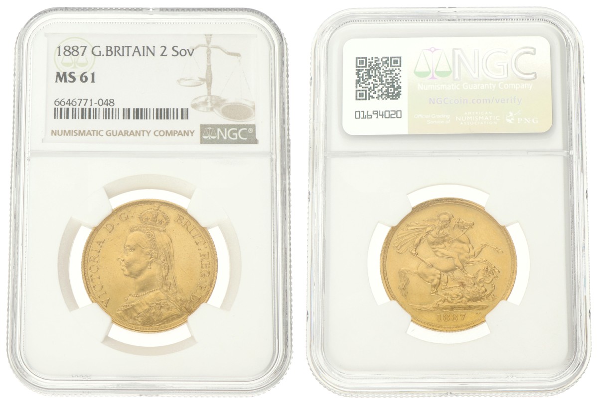 Great Britain. Victoria. 2 Sovereign. 1887. MS 61.