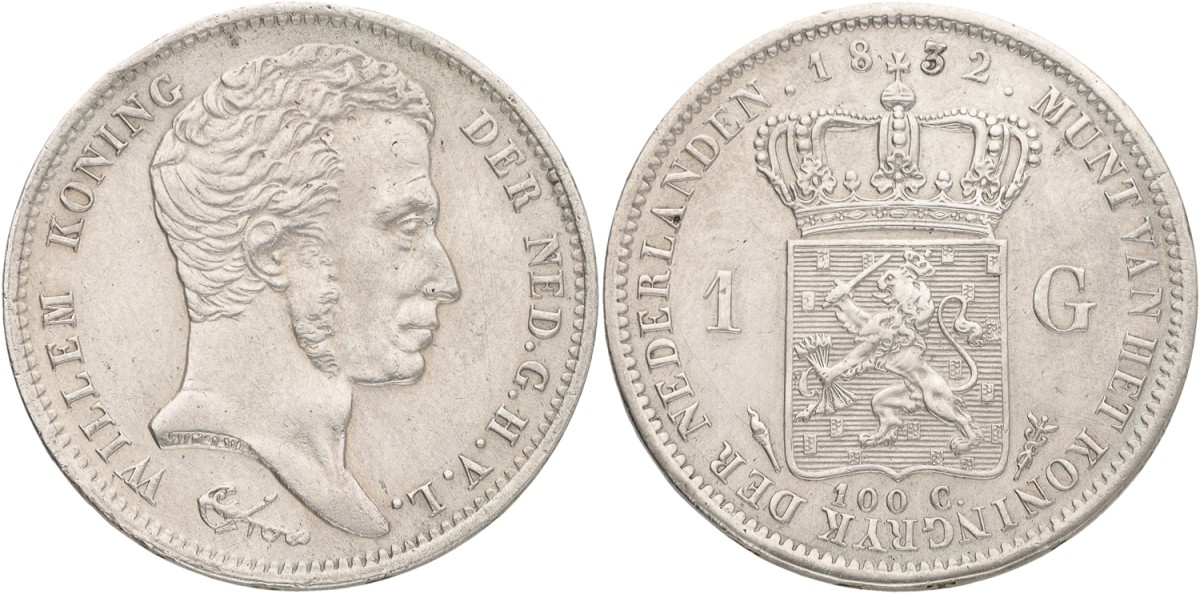 1 Gulden. Willem I. 1832. XF.