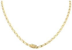 18K Geelgouden collier bezet saffier en diamant.