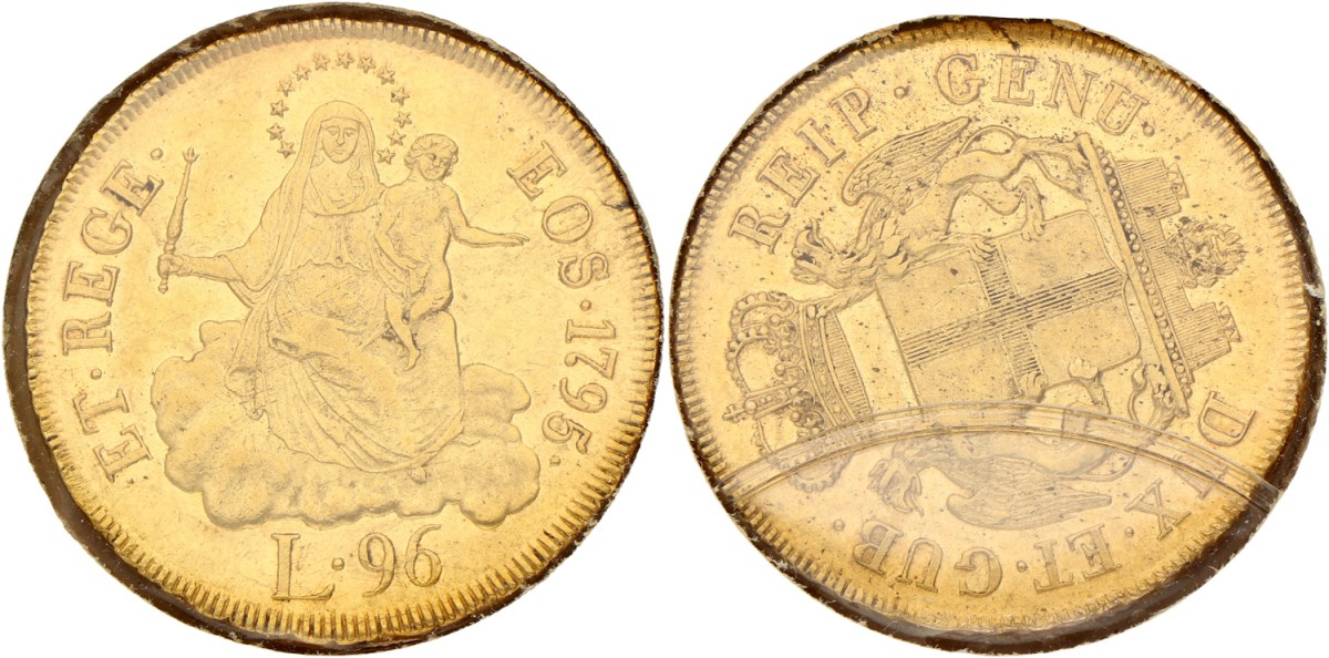 Italian States. Republic of Genoa. 96 Lire. 1796. VF.