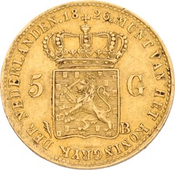 5 gulden. Willem I. 1826 B. XF -.