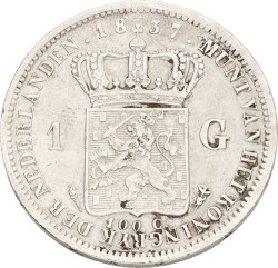 1 Gulden. Willem I. 1837. VF / XF.