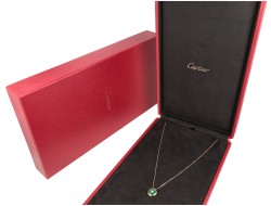 Cartier 18K roségouden Amulette de Cartier-collier, klein model bezet met ca. 0.08 ct. diamanten en malachiet