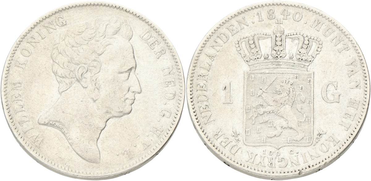 1 Gulden. Willem I. 1840. VF +.