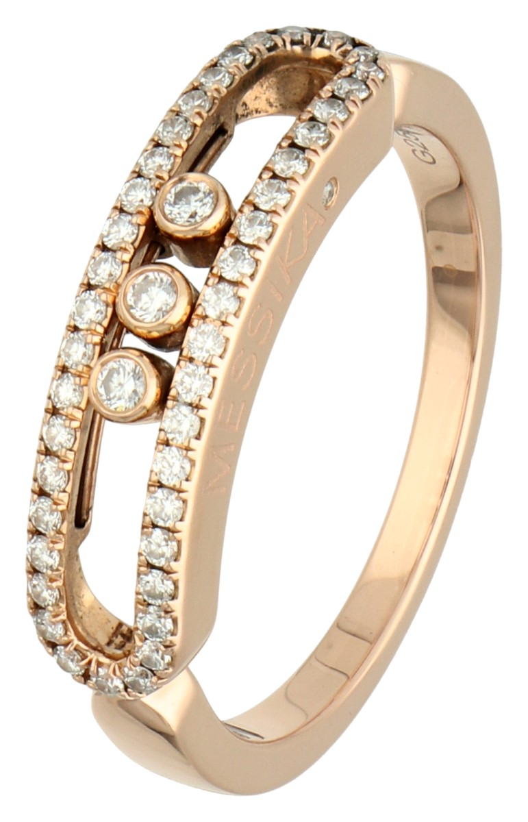 Messika 18K roségouden 'Baby Move Pavé' ring bezet met ca. 0.23 ct. diamant