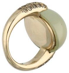 Pomellato 18K geelgouden 'Luna' ring bezet met maansteen en ca. 0.48 ct. diamant