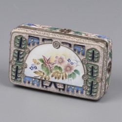 Emaille snuifdoos, 3rd Artel, Moskou ca. 1915, zilver.