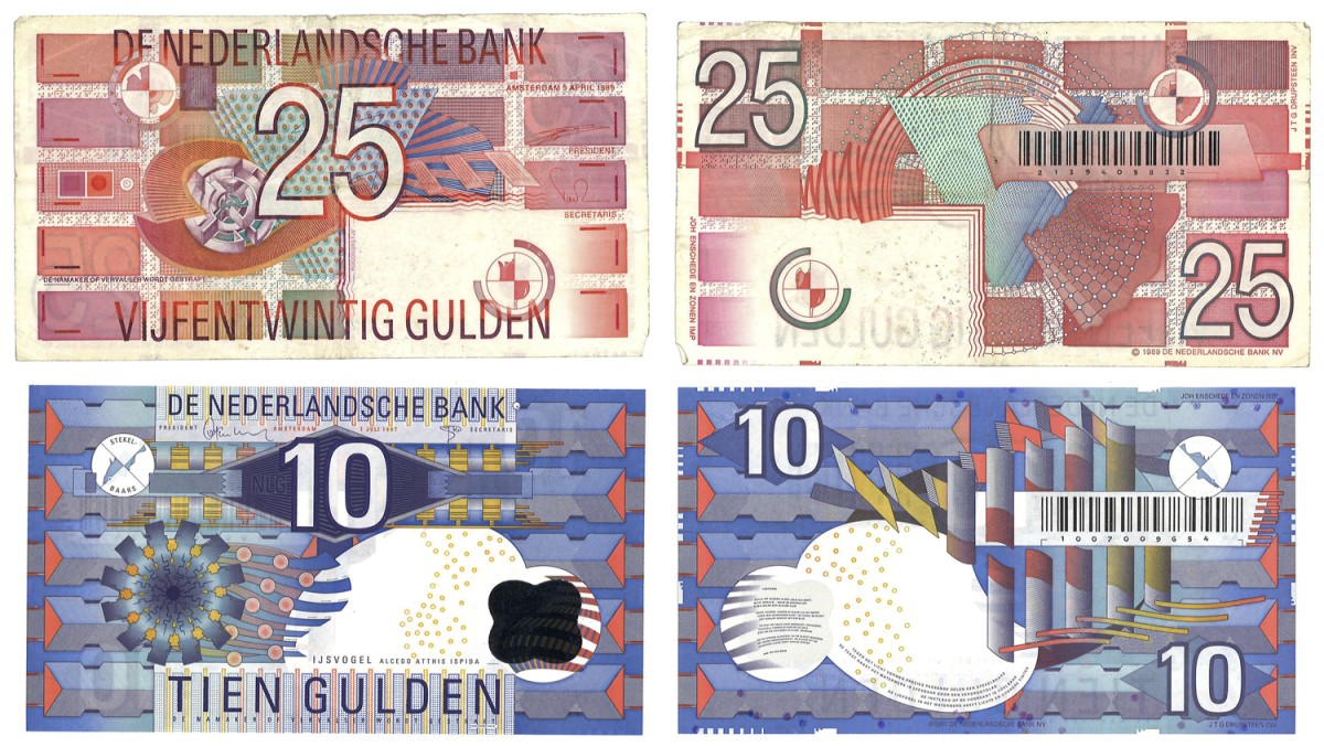 Nederland. Lot 2 Bankbiljetten. Bankbiljetten. Type 1989-1997. Type IJsvogel & Roodborstje. - Fraai / Zeer Fraai.