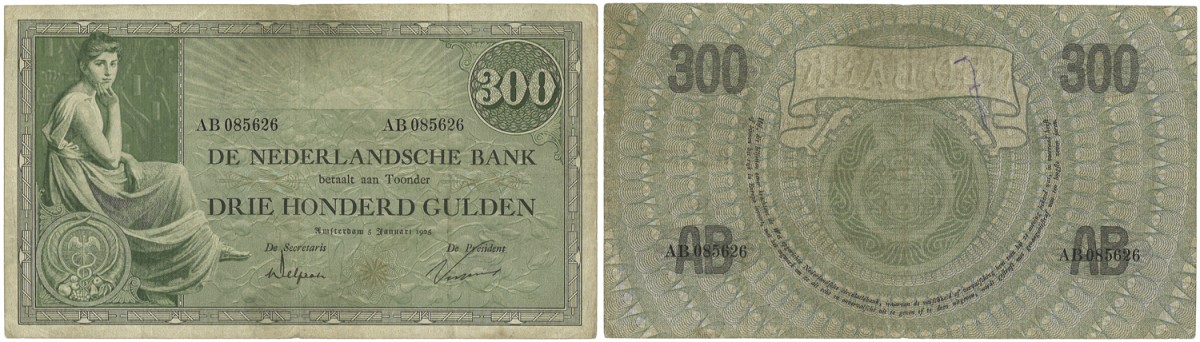 Nederland. 300 Gulden. Bankbiljet. Type 1925. Type Grietje Seel. - Zeer Fraai.