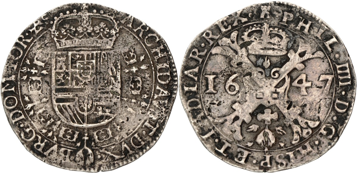 Patagon. Henegouwen. Tournai. Philips IV. 1647. VF