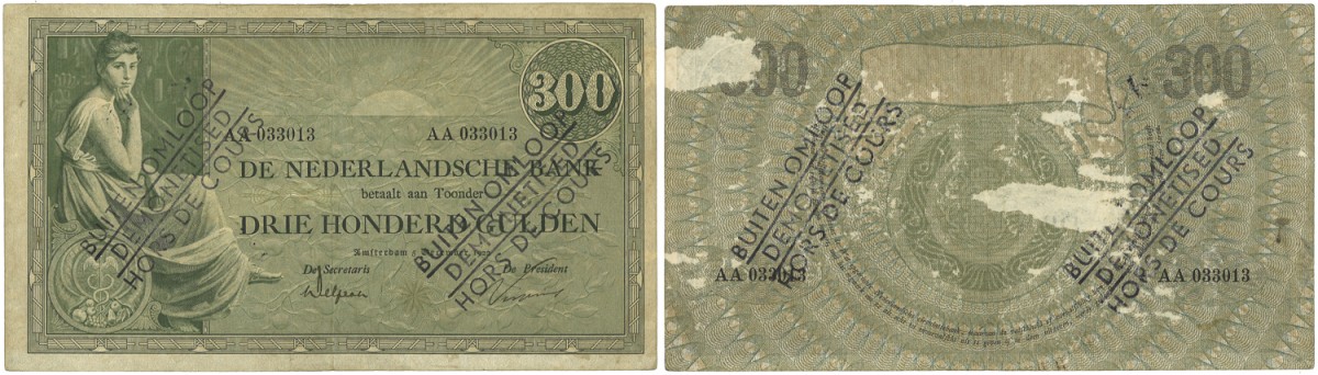 Nederland. 300 Gulden. Bankbiljet. Type 1921. Type Grietje Seel. - Zeer Fraai.