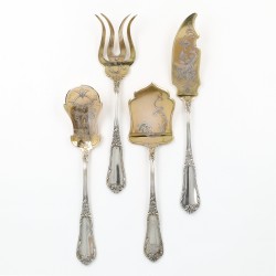 Art Nouveau hors d'oeuvre set (4), Wolfers frères voor A. Bonebakker & Zoon, Brussel / Amsterdam ca. 1900, zilver