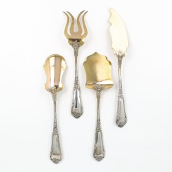 Art Nouveau hors d'oeuvre set (4), Wolfers frères voor A. Bonebakker & Zoon, Brussel / Amsterdam ca. 1900, zilver