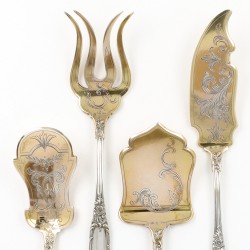 Art Nouveau hors d'oeuvre set (4), Wolfers frères voor A. Bonebakker & Zoon, Brussel / Amsterdam ca. 1900, zilver
